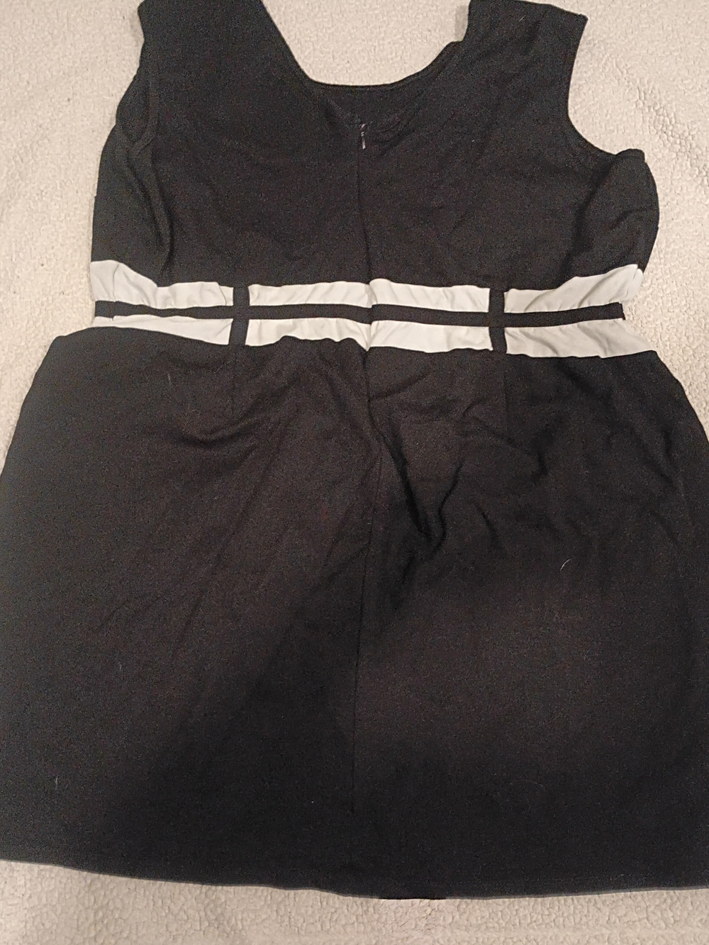 Ashley Stewart Black Mini Dress with White Waist Stripes
